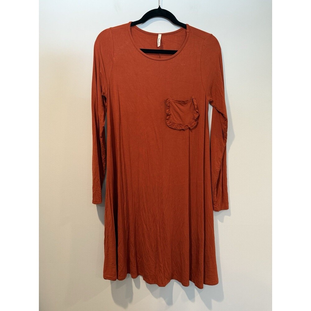 Beeson River Swing Dress Small BurntOrange Flowy Travel Stretch Minimal Vacation